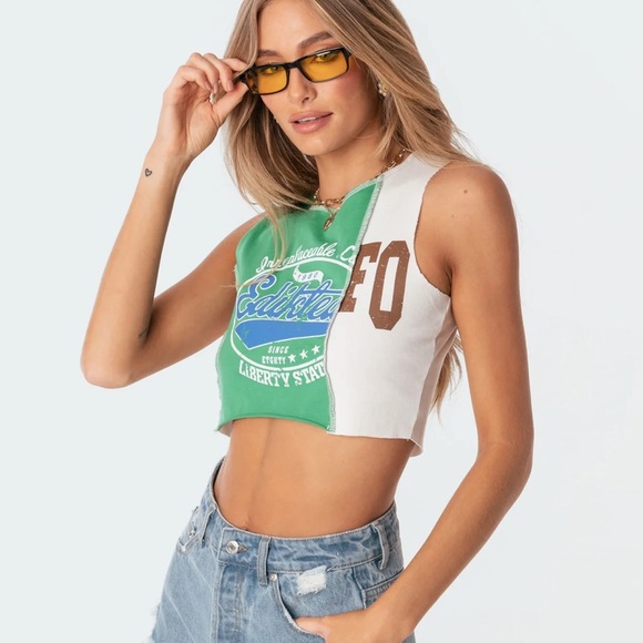 Edikted Patchwork Crop Top • Size S • NWT - Picture 2 of 4